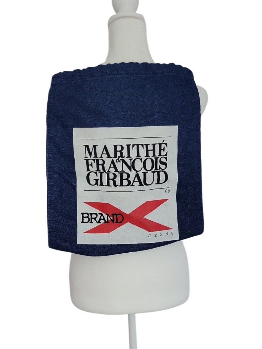 Marithé Francois Girbaud Vintage 90's Denim Sack Backpack  14"x18"